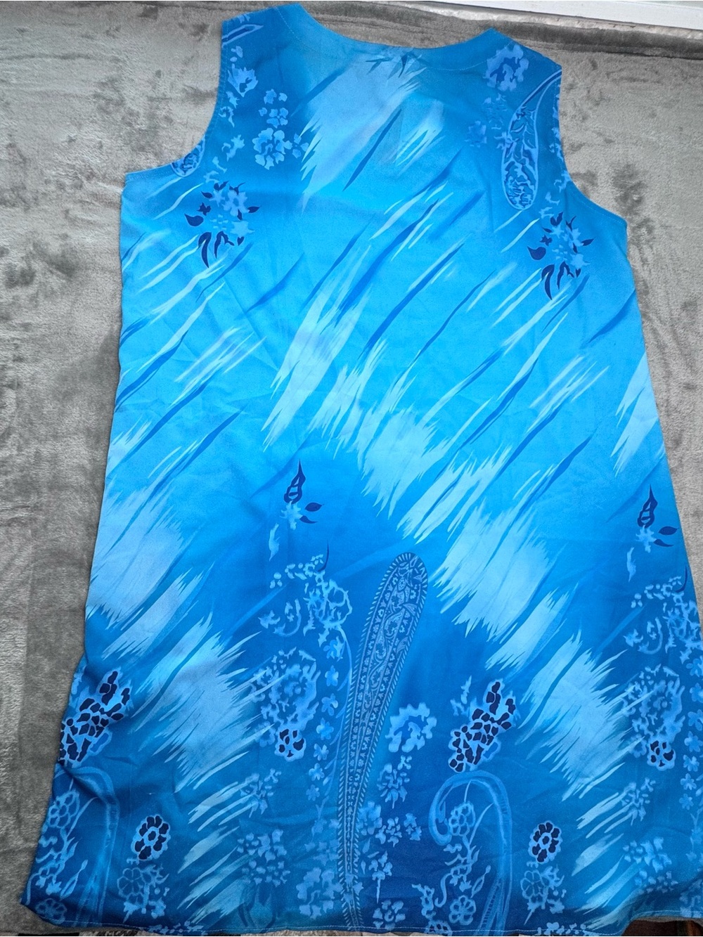 Tendency Blue Abstract Paisley Sleeveless Shift Dress XXL Boho Style - Picture 2 of 8